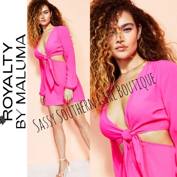 🆕⭐ Macy's Royalty By Maluma Hot Pink Cut Out Mini Dress - Picture 1 of 14